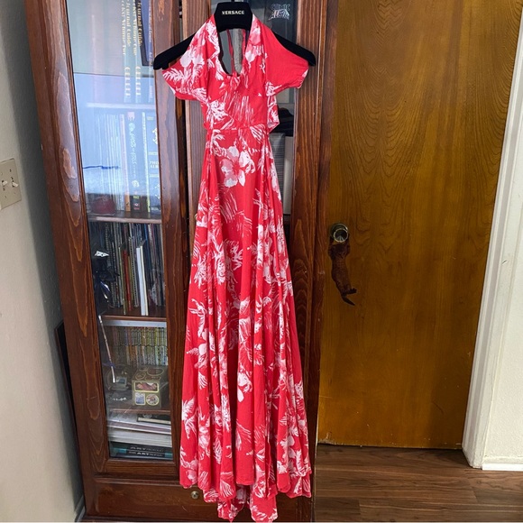 Free People Floral Red Maxi Dress with Slit Size XS - Picture 8 of 15